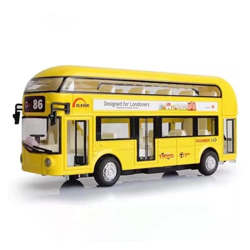 SYYANFEI Modellauto 1/36 Druckguss-Spielzeugautomodell Für Doppeldeckerbusse Simulierte Geräusche Für Endlosen Abenteuerspaß! Enthusiasten Spielzeugauto(Yellow) von SYYANFEI