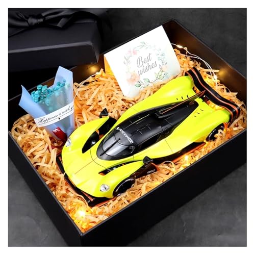 SYYANFEI Modellauto 1:24 Für Aston Valkyrie Mit Display Box Legierung Auto Modell Spielzeug Fans Sammlung Display Geschenk Enthusiasten Spielzeugauto(Yellow) von SYYANFEI