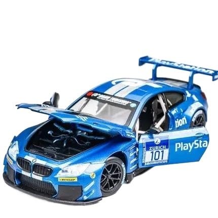 SYYANFEI Modellauto 1:24 Für BMW M4 GT3 Legierung Sportwagen Modell Druckguss Metall Rennwagen Simulation Sound Und Sammlung Spielzeug Enthusiasten Spielzeugauto(Blau) von SYYANFEI