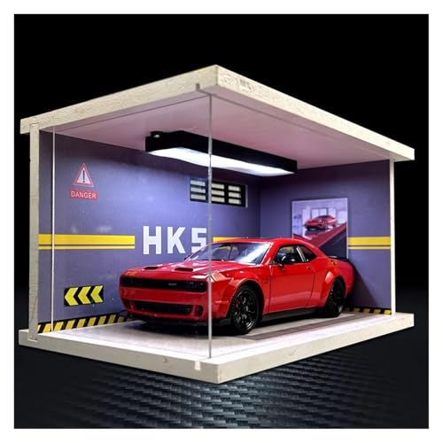 SYYANFEI Modellauto 1:24 Für Dodge Challenger Hellcat Mit Display Box Diecast Auto Modelle Kunst Display Sammler Fahrzeug Enthusiasten Spielzeugauto(Rot) von SYYANFEI