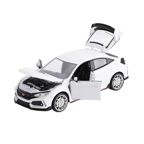 SYYANFEI Modellauto 1:24 Für Honda Civic Type R Legierung Rennen Hyper Auto Modell Sound Licht Pull Back Fahrzeuge Enthusiasten Junge Geschenk Enthusiasten Spielzeugauto(White) von SYYANFEI
