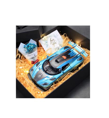SYYANFEI Modellauto 1:24 Für Koenigsegg Mit Geschenk Box Racing Sport Sammeln Modell Auto Fans Gedenken Enthusiasten Spielzeugauto(Blau) von SYYANFEI