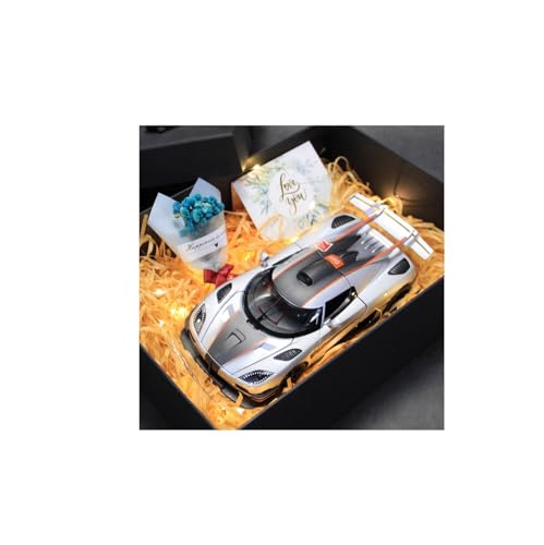 SYYANFEI Modellauto 1:24 Für Koenigsegg Mit Geschenk Box Racing Sport Sammeln Modell Auto Fans Gedenken Enthusiasten Spielzeugauto(Gray) von SYYANFEI