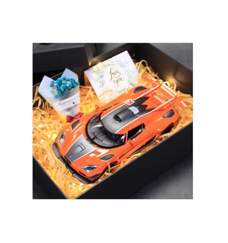 SYYANFEI Modellauto 1:24 Für Koenigsegg Mit Geschenk Box Racing Sport Sammeln Modell Auto Fans Gedenken Enthusiasten Spielzeugauto(Orange) von SYYANFEI