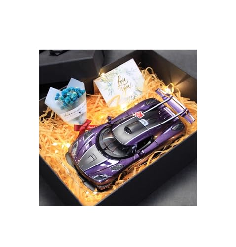 SYYANFEI Modellauto 1:24 Für Koenigsegg Mit Geschenk Box Racing Sport Sammeln Modell Auto Fans Gedenken Enthusiasten Spielzeugauto(Purple) von SYYANFEI