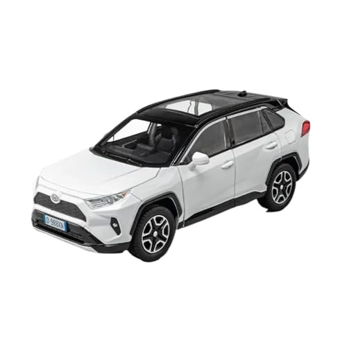 SYYANFEI Modellauto 1:24 Für RAV4 SUV Legierung Off-Road Modell Spielzeug Auto Hinten Mit Lichter Und Sound Hobbyist Junge Geschenk Enthusiasten Spielzeugauto(White) von SYYANFEI