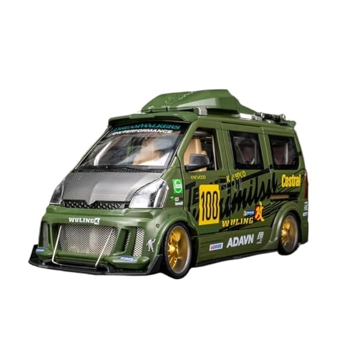 SYYANFEI Modellauto 1:24 Wuling Rongguang Modifizierte Version Rot Simulation Sound Und Licht Pull Back Legierung Automodell Hobby Spiel Enthusiasten Spielzeugauto(Grün) von SYYANFEI