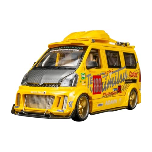 SYYANFEI Modellauto 1:24 Wuling Rongguang Modifizierte Version Rot Simulation Sound Und Licht Pull Back Legierung Automodell Hobby Spiel Enthusiasten Spielzeugauto(Yellow) von SYYANFEI