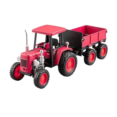 SYYANFEI Modellauto 1:32 Für Vintage Klapptraktor Druckguss-Automodell Mit Lichtern Und Musik Für Jungen Hobbyist Sammlerornament Enthusiasten Spielzeugauto(Rot) von SYYANFEI