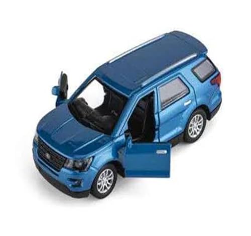SYYANFEI Modellauto 1:36 Für Ford Explorer SUV Mit Lichtern Und Sound Spielzeugfigur Autos Für Jungen Teenager Erwachsene Bastler Geschenk Enthusiasten Spielzeugauto(Blau) von SYYANFEI