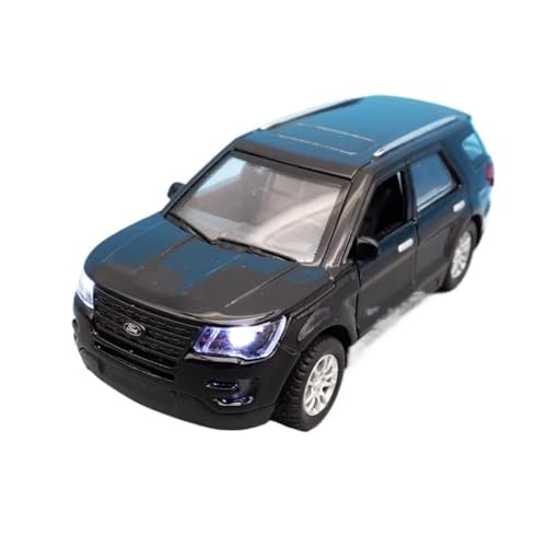 SYYANFEI Modellauto 1:36 Für Ford Explorer SUV Mit Lichtern Und Sound Spielzeugfigur Autos Für Jungen Teenager Erwachsene Bastler Geschenk Enthusiasten Spielzeugauto(Schwarz) von SYYANFEI