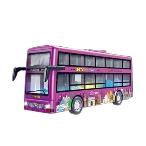 SYYANFEI Modellauto Für Legierung Diecast Auto Spielzeug Mit Lichtern Und Musik Doppeldecker Sightseeing Bus Für Jungen Spielzeug Enthusiasten Spielzeugauto(Purple) von SYYANFEI