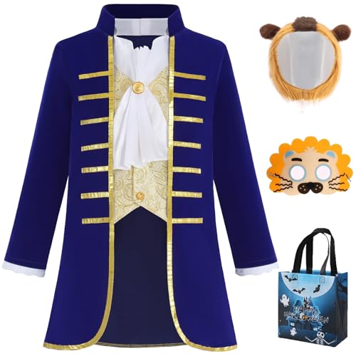 SZ-TONDA Jungenkostüm Biest – Kinder Prinz charmant verkleiden Kolonial Cosplay Halloween Party Königskönig Outfit Blau SZ-TONDA Jungenkostüm Biest – Kinder Prinz charmant verkleiden Kolonial Cosplay Halloween Party Königskönig Outfit Blau von SZ-TONDA