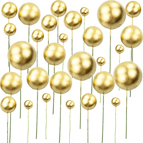 Kuchen-Dekoration goldene Kugeln,50 Stück Schaum Ball Kuchen Picks Cupcake DIY Kuchen Insert Topper Geburtstag Kuchen Dekoration, für Valentinstag Geburtstag Hochzeit Bedarf Deko von SZCXDKJ