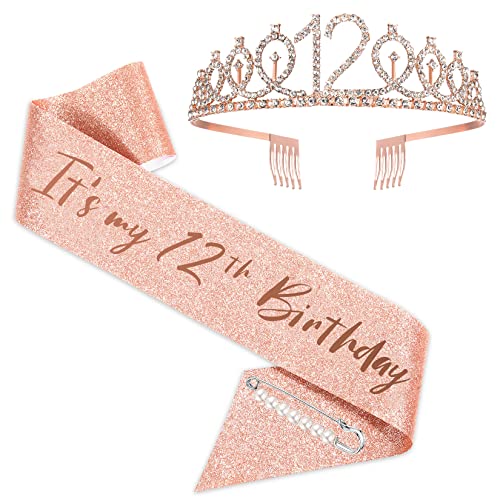 SZHUIHER 12. Geburtstag Schärpe und Tiara für Mädchen, Rose Gold Es ist mein 12. Geburtstag Schärpe und Krone, 12. Geburtstagsgeschenke für Happy 12. Geburtstag Party Favor Supplies SZHUIHER 12. Geburtstag Schärpe und Tiara für Mädchen, Rose Gold Es ist mein 12. Geburtstag Schärpe und Krone, 12. Geburtstagsgeschenke für Happy 12. Geburtstag Party Favor Supplies von SZHUIHER