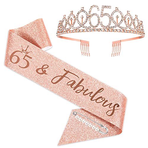 SZHUIHER Happy 65th Birthday Schärpe und Krone für Frauen, Its My 65th Birthday Schärpe Birthday Bday Party Accessoires, Geburtstagsdekoration, 65th Birthday Crown, Glitter Birthday Schärpe Roségold SZHUIHER Happy 65th Birthday Schärpe und Krone für Frauen, Its My 65th Birthday Schärpe Birthday Bday Party Accessoires, Geburtstagsdekoration, 65th Birthday Crown, Glitter Birthday Schärpe Roségold von SZHUIHER