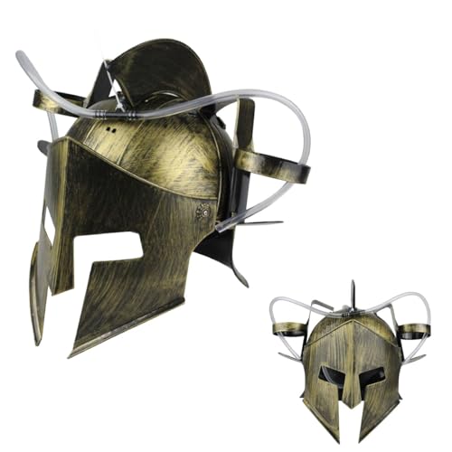 Sparta Trinkhelm Bierhelm mit Schlauch&Getränkehalter-Römische Soldaten Verkleidung für Party|Freihändiger Trinkspaß|Verstellbare Riemen|Ideales für Bierliebhaber |Einzigartiges Design(gold) von SZHXVIVISY