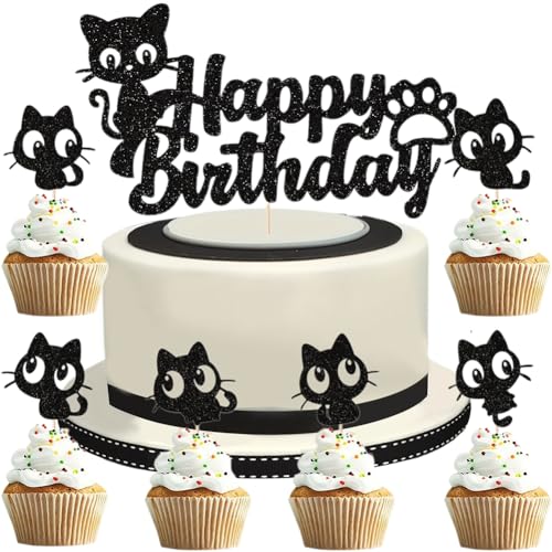 14 Stück Cupcake Topper Katze, Süß Katze Tortendeko Kätzchen Cupcake Topper für Katzenliebhaber Kätzchen Thema Geburtstag Hochzeit Party Kuchen Dekorationen Zubehör von SZJFYMQ