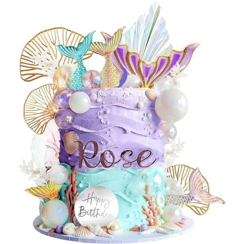 26Pcs Kuchen Topper, Good Time Tortendekoration Tortenaufleger Unter dem Meer Tortendekoration Kugeln Tortenaufleger Thema Partyzubehör (Rosa Lila) von SZJFYMQ