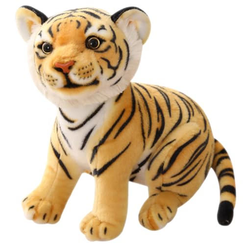 Plüsch Tiger, Plüsch-Wildtier Stofftier Realistische Tiger Plüschtier Gemütliches Schmusetie Geburtstagsgeschenk (23cm,Gelb) von SZJFYMQ