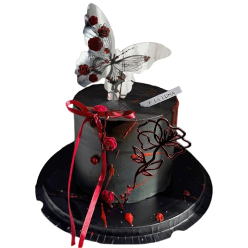 Schmetterling Kuchen Topper, 3D Schmetterlinge Deko Torte,Rote Rose Geburtstag Kuchen Topper,DIY Tortendeko Geburtstag,für Hochzeit,Party,Essen Dekoration Schmetterling Kuchen Topper, 3D Schmetterlinge Deko Torte,Rote Rose Geburtstag Kuchen Topper,DIY Tortendeko Geburtstag,für Hochzeit,Party,Essen Dekoration von SZJFYMQ