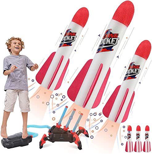 Multiple-Raketenwerfer-Spielzeug für Kinder, schießt bis zu 30 Meter, mit 6 Schaumraketen, Trägerständer, Fußabschussrampe,Spielzeug Für Draußen ,Garten Spielzeug,Geschenk für Junge Mädchen 3-12 Jahre von SZJJX