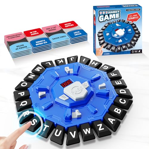 SZJJX Wortspiel Familienbrettspiele für Kinder und Erwachsene mit 2 Modi, 220 Themenkategorien, 24 Buchstaben-Pressspiel, Blau (Deutsche Version) von SZJJX