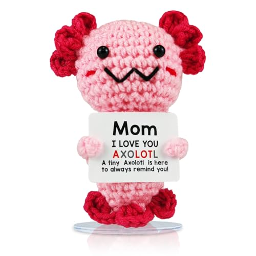 SZMDLX Lustiger Positiver Axolotl, Emotional Support Häkel Salamander Pocket Hug,Positive Geschenke Doll Positive Kartoffel Deutsch Geschenke für Freunde,Studenten (Mom) von SZMDLX