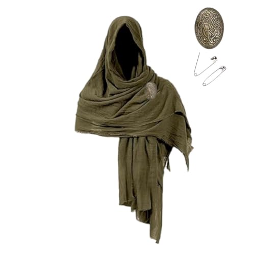 Mittelalterliche Baumwolle Schal Kleidung Renaissance LARP Viking Mantel Halloween Piraten Mantel (Grun, One Size) von SZRXKJ