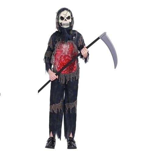 SZRXKJ Kinder Gruseliges Cyclops-Monster Halloween Kostüm Schwarze Robe mit Blutspritzer-Design (Grau, M) von SZRXKJ