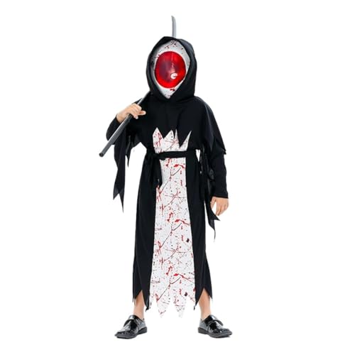 SZRXKJ Kinder Gruseliges Schwarze Robe mit Blutspritzer-Design Cyclops-Monster Halloween-Kostüm (Schwarz, M) von SZRXKJ