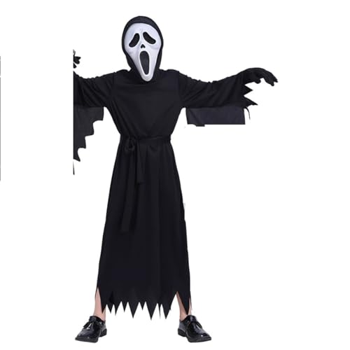 SZRXKJ Kinder Schwarzes Geister-Gewand Universal Kindergröße Gruseliges Phantom-Kostüm (Schwarz, XL) von SZRXKJ