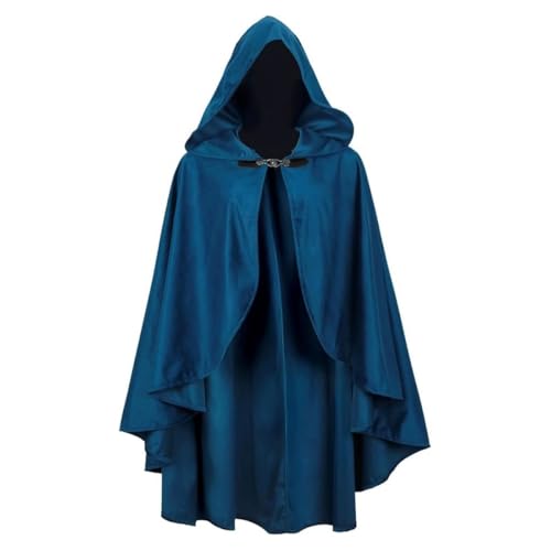 SZRXKJ Renaissance Kostüm Kapuzenmäntel Erwachsene Halloween Mittelalter Samt Schal (Blau, One Size) von SZRXKJ