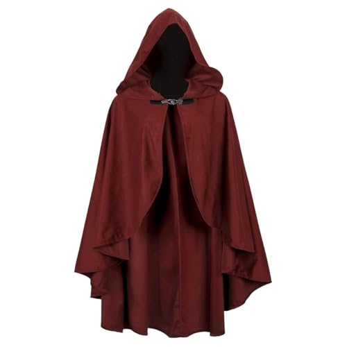 SZRXKJ Renaissance Kostüm Kapuzenmäntel Erwachsene Halloween Mittelalter Samt Schal (Rot, One Size) von SZRXKJ