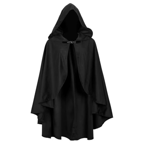 SZRXKJ Renaissance Kostüm Kapuzenmäntel Erwachsene Halloween Mittelalter Samt Schal (Schwarz, One Size) von SZRXKJ