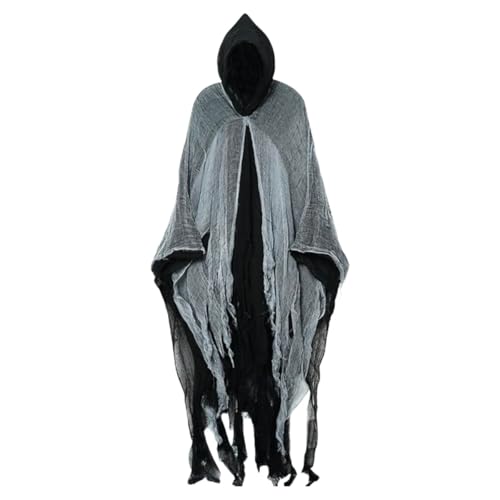 SZRXKJ Unisex Mittelalterliche Kapuzenmäntel Renaissance gotische Zauberer Mantel Tod Rollenspiel Erwachsene Kostüm (Hellgrau, One Size) von SZRXKJ