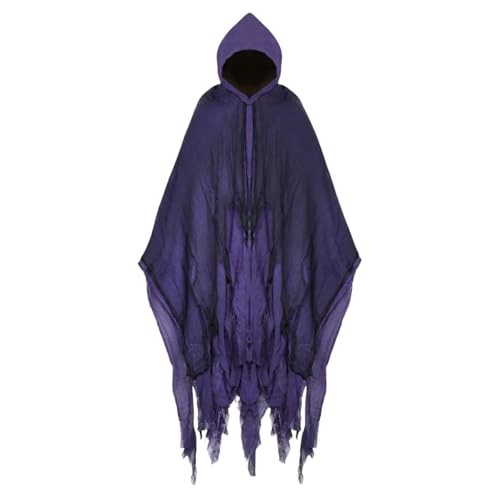 SZRXKJ Unisex Mittelalterliche Kapuzenmäntel Renaissance gotische Zauberer Mantel Tod Rollenspiel Erwachsene Kostüm (Lila, One Size) von SZRXKJ
