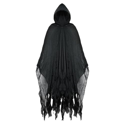 SZRXKJ Unisex Mittelalterliche Kapuzenmäntel Renaissance gotische Zauberer Mantel Tod Rollenspiel Erwachsene Kostüm (Schwarz, One Size) von SZRXKJ