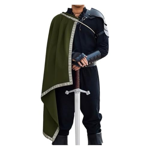 Unisex Mittelalterliche Retro Renaissance Halbe Schulter Mantel Larp Halloween Show Kostüm (Grun, One Size) von SZRXKJ
