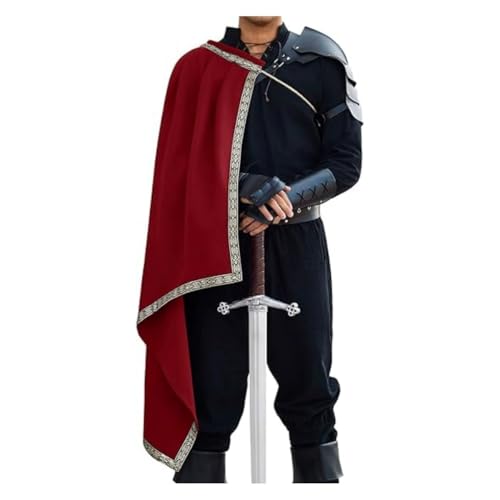 Unisex Mittelalterliche Retro Renaissance Halbe Schulter Mantel Larp Halloween Show Kostüm (Winered, One Size) von SZRXKJ