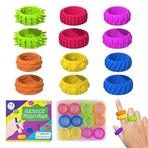 SZSMW 12 Fidget Toys Kinder - Skill Ringe - Massageringe FüR Finger - Hilft Kindern, Sich Zu Entspannen und Zu Fokussieren, Geeignet Als Stressabbauspielzeug und Ist EIN SchöNes Sensorisches Geschenk SZSMW 12 Fidget Toys Kinder - Skill Ringe - Massageringe FüR Finger - Hilft Kindern, Sich Zu Entspannen und Zu Fokussieren, Geeignet Als Stressabbauspielzeug und Ist EIN SchöNes Sensorisches Geschenk von SZSMW