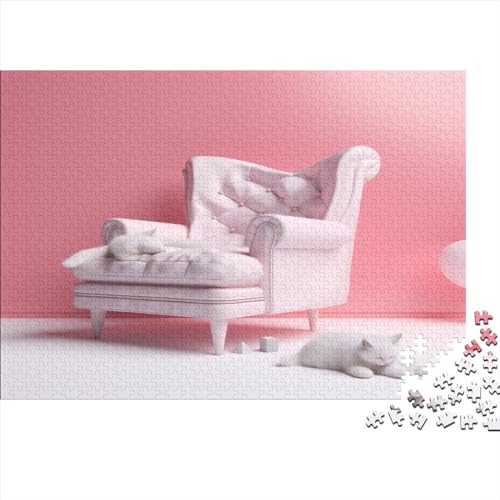 Kätzchen auf der Couch Puzzles for Erwachsene Spaß 1000 Stück Heimdekoration Lernspiel Intellektuelle Spiel Herausforderung Pädagogisch(Style-26) von SZTVECFW