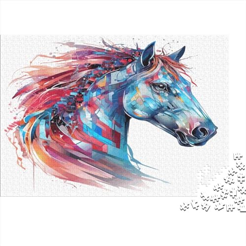 Pferd Erwachsene Spaß 1000 Stück Puzzle Spielzeug Intellektuelles Spiel Stressabbau Spielzeug Heimdekoration(Style-11,1000pcs (75x50cm)) von SZTVECFW