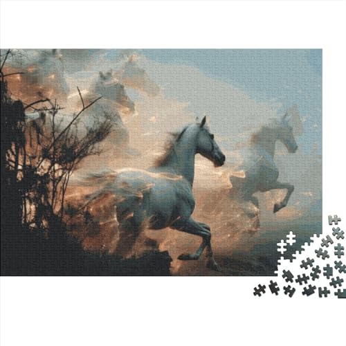 Pferd Erwachsene Spaß 1000 Stück Puzzle Spielzeug Intellektuelles Spiel Stressabbau Spielzeug Heimdekoration(Style-9,1000pcs (75x50cm)) von SZTVECFW