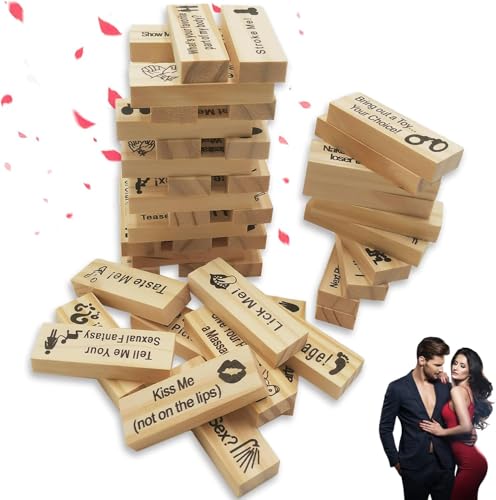 SZXLSP Super freches Blockturm-Spiel, The Lust Tower Blocks, Freches Spiel Für Erwachsene, Couple Game Blocks, Valentine Tumbling Tower Stacking Blocks, Lustiges Paarspiel Für Erwachsene (A) von SZXLSP