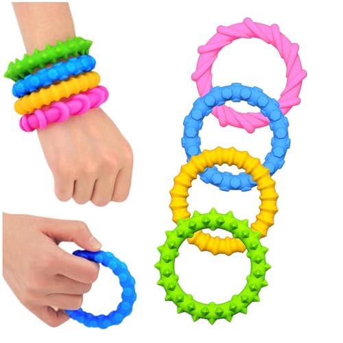 Sensorisches Zappelspielzeug Für Kinder Und Erwachsene – 4er-Pack Dehnbares Zappelarmband | Textur Und Beruhigendes Autismus-Sensorspielzeug Für Autistische Kinder Mit Besonderen Bedürfnissen (A) von SZXLSP