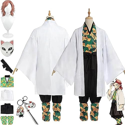 Anime Demon Slayer Sabito Cosplay Kimono Outfit mit Perücke, Kimetsu No Yaiba Maske Schlüsselanhänger Umhang Mantel Hose Komplettset Halloween Weihnachten Party Kleidung,Weiß,M Anime Demon Slayer Sabito Cosplay Kimono Outfit mit Perücke, Kimetsu No Yaiba Maske Schlüsselanhänger Umhang Mantel Hose Komplettset Halloween Weihnachten Party Kleidung,Weiß,M von SZYDM