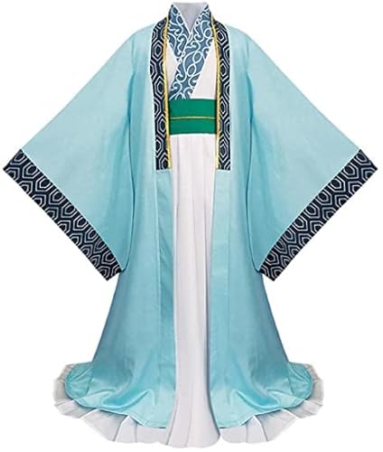 Ya Boy Kongming Cosplay Jacke Kostüm Paripi Koumei Tsukimi Eiko Shirt Shorts Mantel Tops Anzug mit Hut, Kongming Hanfu Long Robe Top High Waist Dress Outfit Erwachsene,Blau,XXL von SZYDM