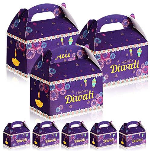 24 Stück Happy Diwali Treat Box Party Favors Süßigkeiten Diwali Geschenkboxen Indisches Festival der Lichter Goodie Giebel Boxen Dekoration für Diwali Party Supplies 15,2 x 7,6 x 7,6 cm von Sabary