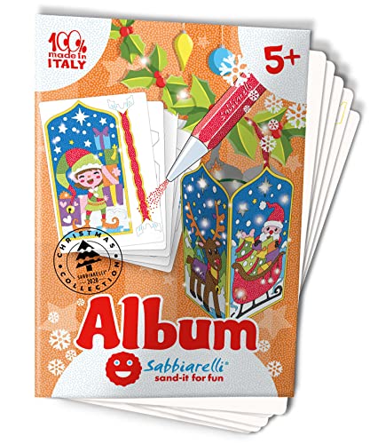 Sabbiarelli Sand-it For Fun Album mit 3D-Weihnachtslaterne: Zeichnungen zum Ausmalen mit Sand (Sand nicht im Lieferumfang enthalten), Weihnachtsdekoration, Bastelarbeiten für Kinder ab 5 Jahren von Sabbiarelli